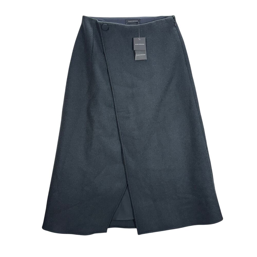 Club Monaco NWT Wool Blend Maxi Skirt Size 2 Gray Cutaway High Waist Wrap